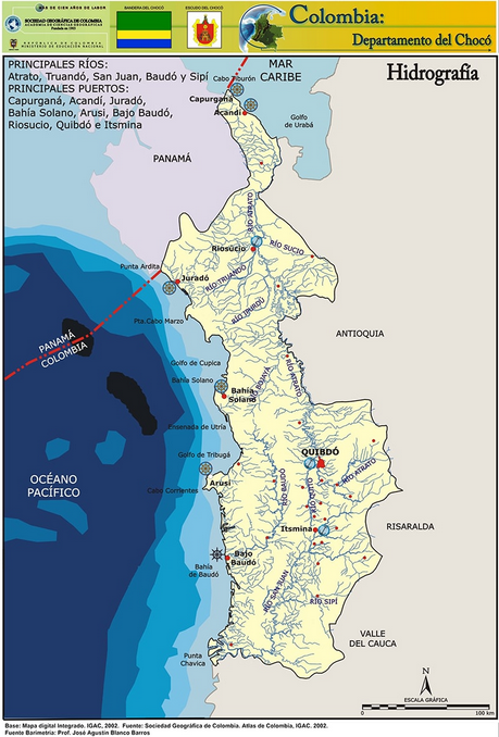 Hydrologische Karte des Chocó.