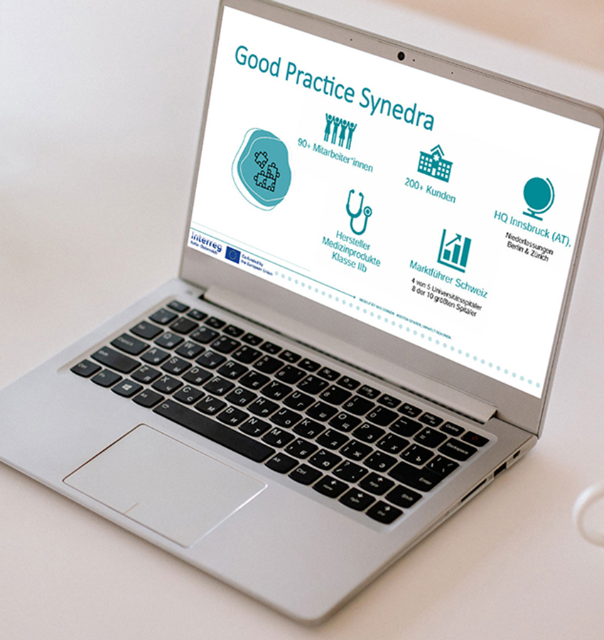 Laptop mit "Good Practice Syendra" Seite geöffnet