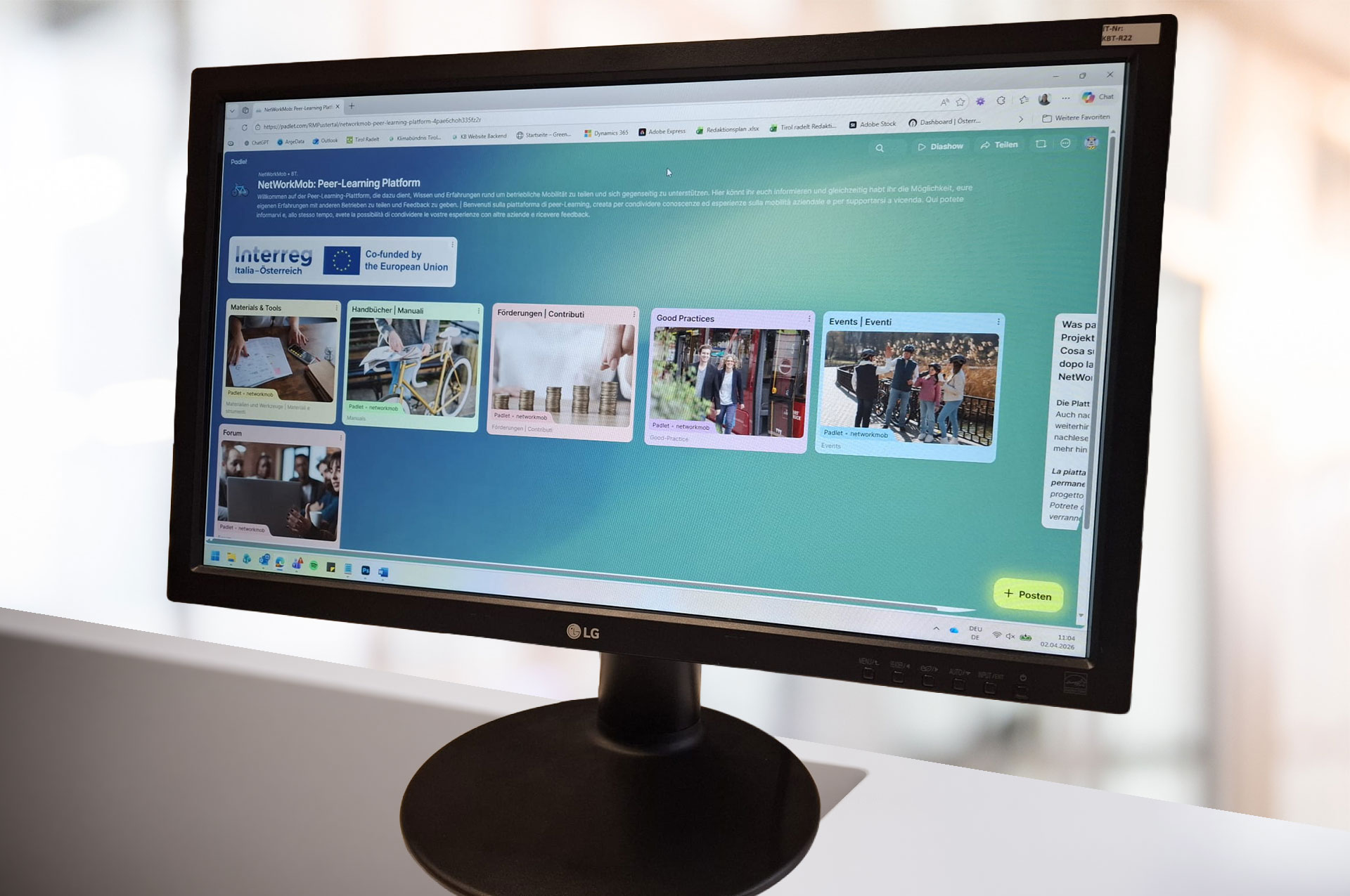 Stand PC mit geöffneter Interreg Website